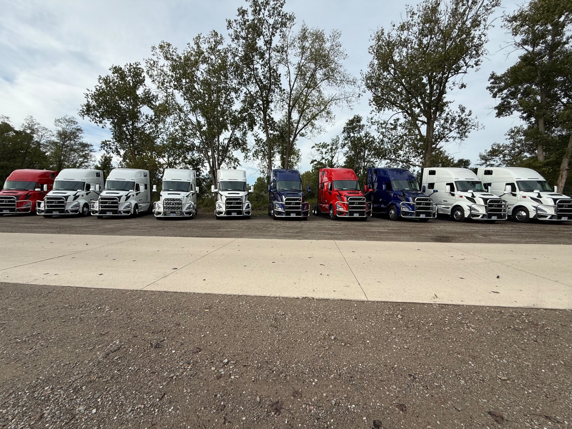 Distribution center loading docks with trailers